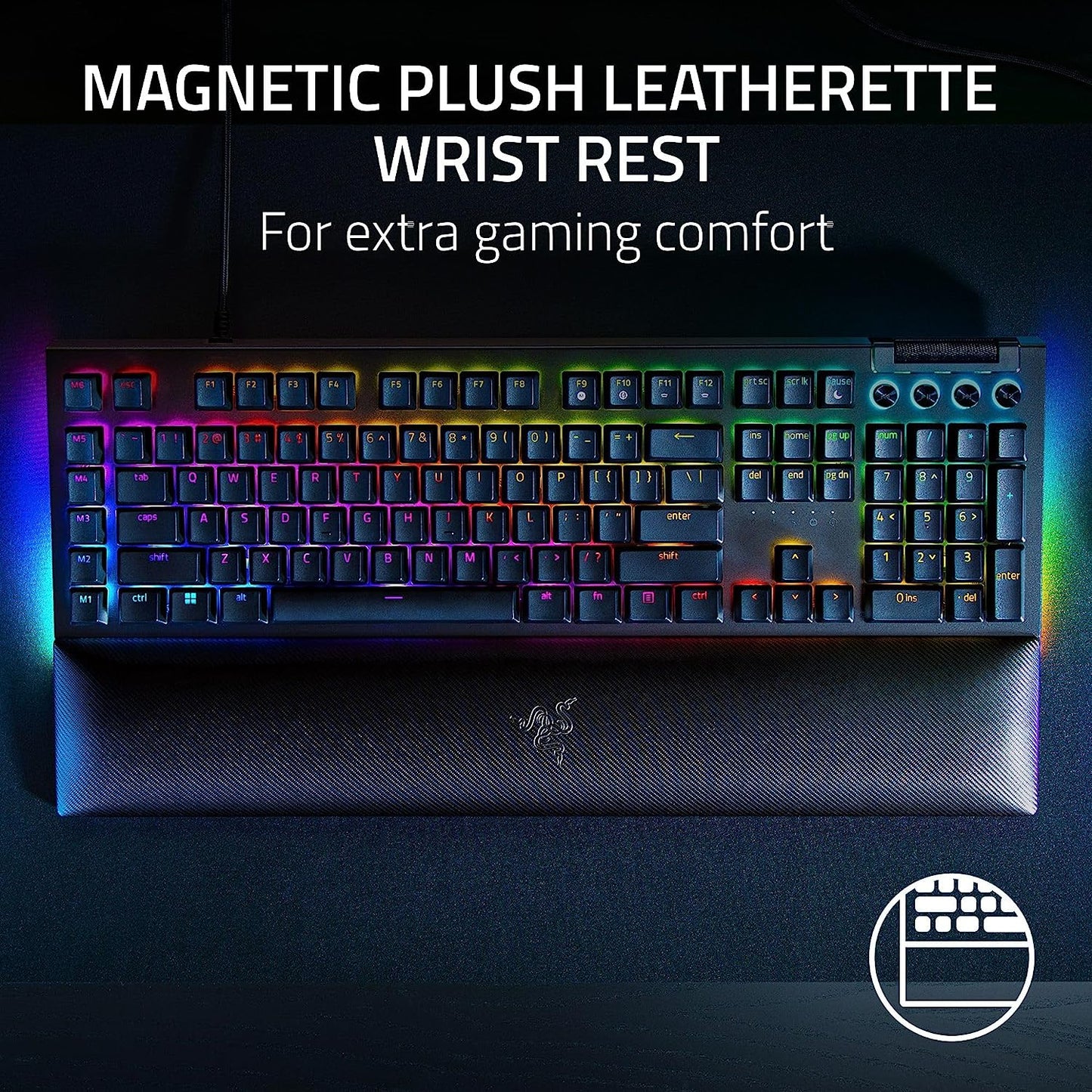 Razer BlackWidow V4 Mechanical Gaming Keyboard, Green Switches Tactile & Clicky
