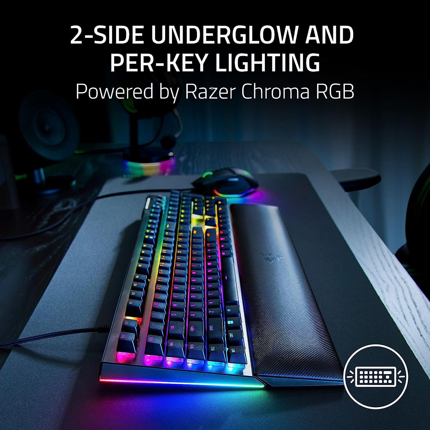 Razer BlackWidow V4 Mechanical Gaming Keyboard, Green Switches Tactile & Clicky