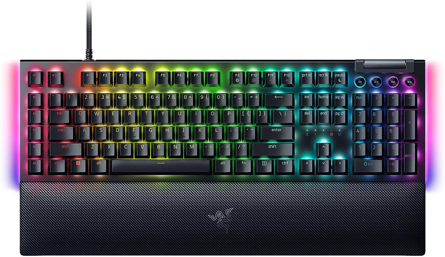 Razer BlackWidow V4 Mechanical Gaming Keyboard, Green Switches Tactile & Clicky